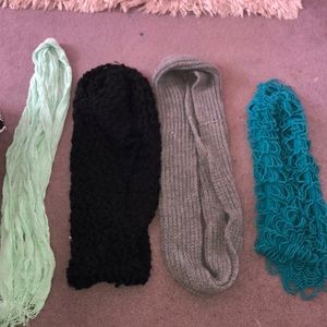 3 infinity scarves and one regular scarf